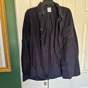 Brooks Brothers Button Down Size L. Deep gray/tint of navy blue.